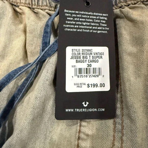True Religion Jessie super Baggie cargo pants size 30 - Picture 3 of 10